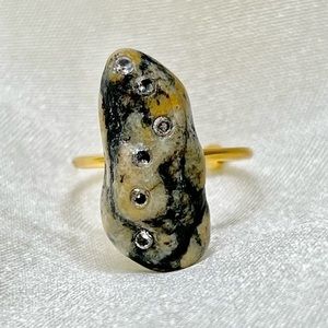 18k Natural Stone CZ Diamond Ring